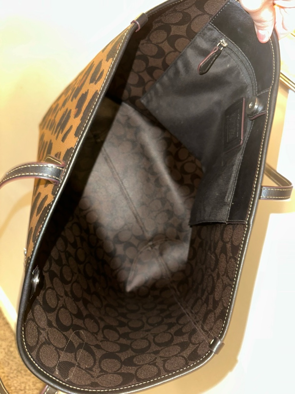 Coach Brown and Black Leopard-Print Tote - Picture 7 of 7